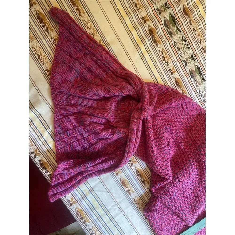 Mermaid Tail Blanket Pink‎ With Blue Highlights Very Soft Yarn